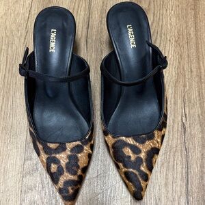 L’AGENCE Edith Mary Jane Pointed Toe Kitten Heel Mule Size 7 NWOB